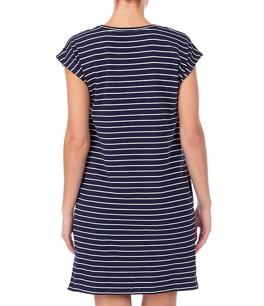 Lauren Ralph Lauren Striped Print French Terry Sleep Tee Sleepshirt Dress