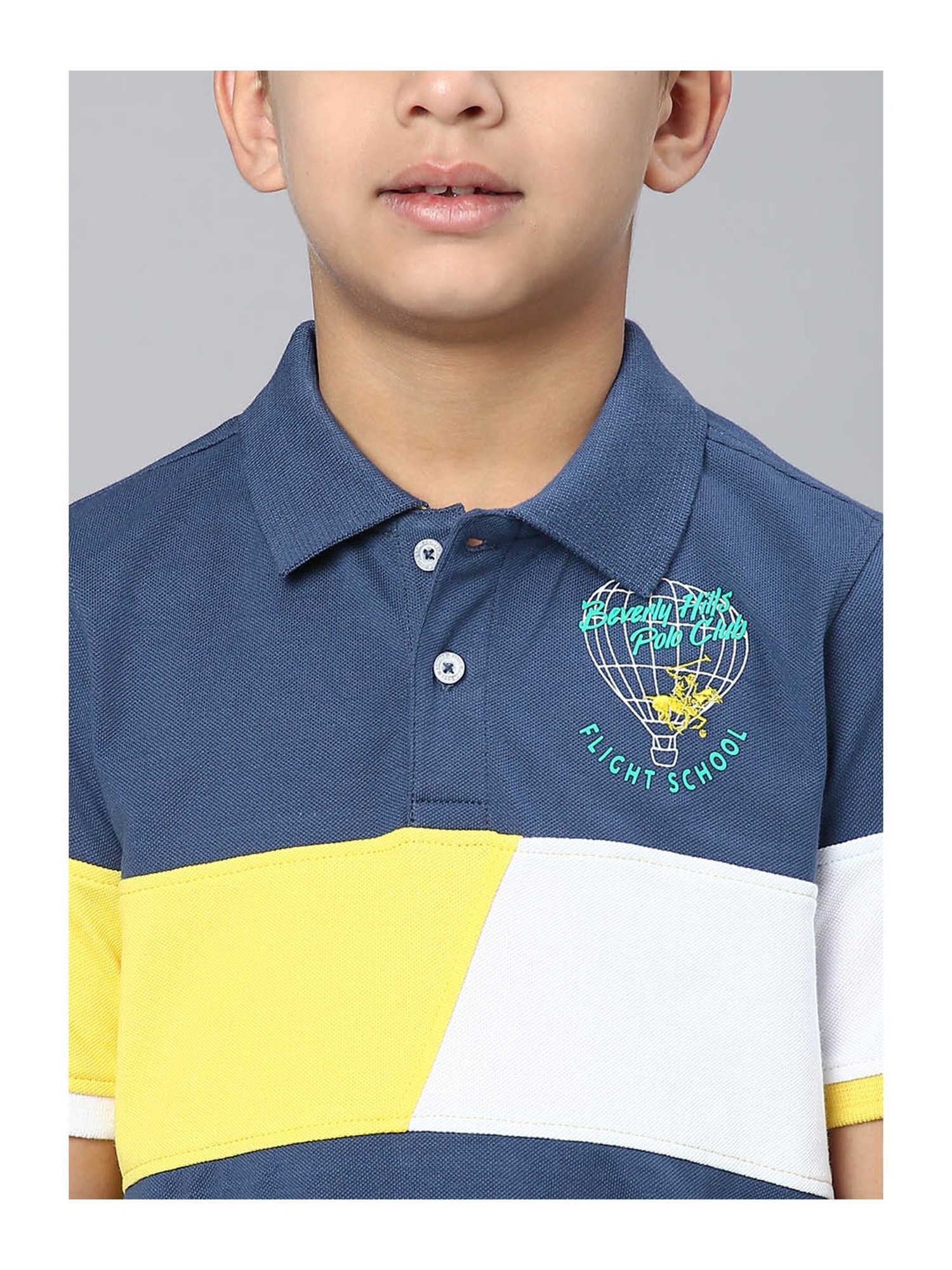 Beverly Hills Polo Club Kids Blue Color Block Polo T-Shirt