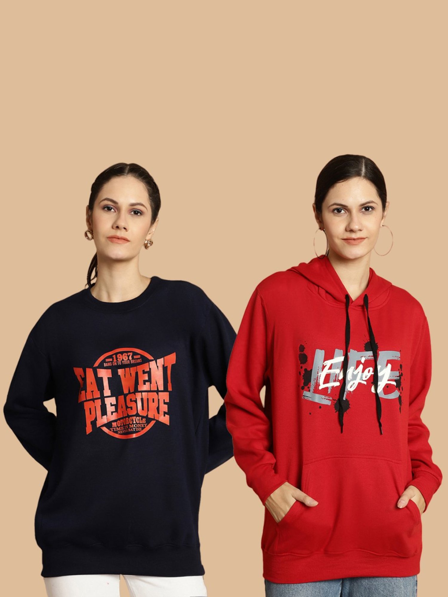 Vimal Jonney Navy & Maroon Printed Sweatshirt - Pack Of 2