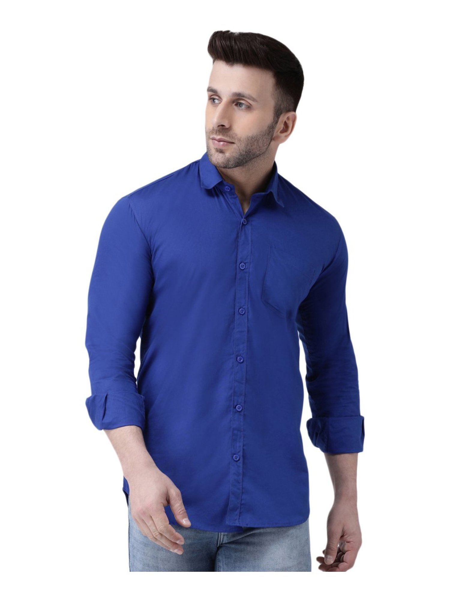 Hang Up Navy Cotton Slim Fit Shirt