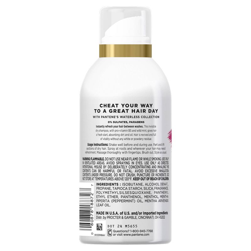 Pantene Sulfate-Free Never Tell Dry Shampoo Spray with Wild Mint & Melon - 4.2oz