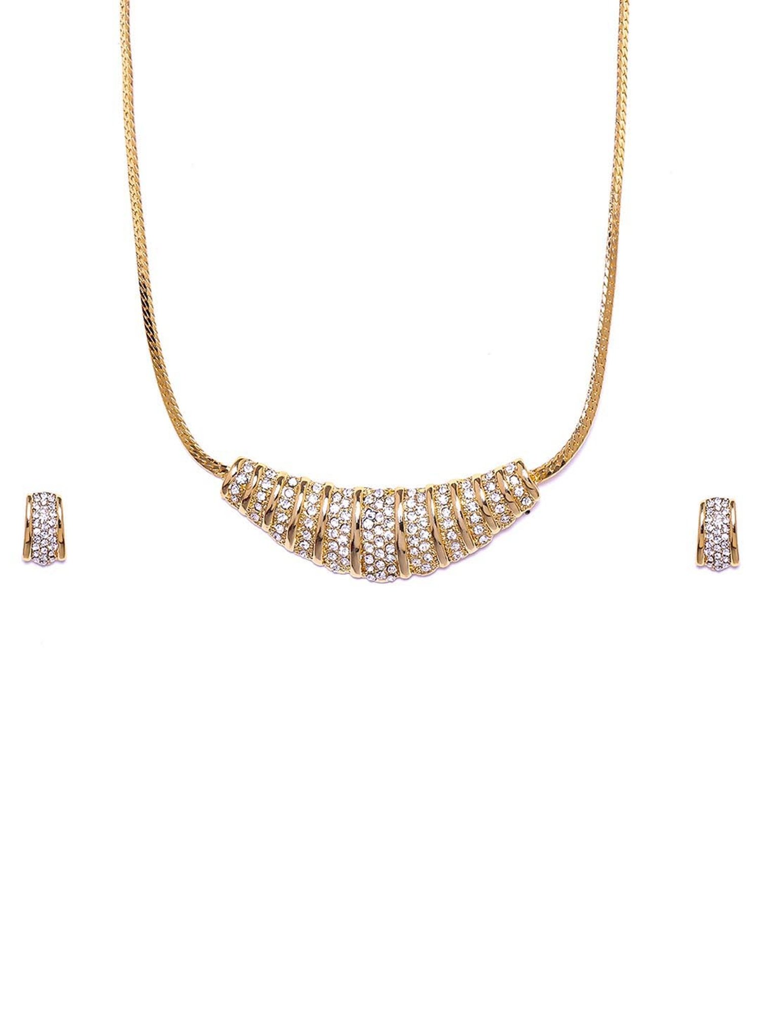 Estele Gold-Plated Solitaire Jewellery Set with Austrian Crystals for Women