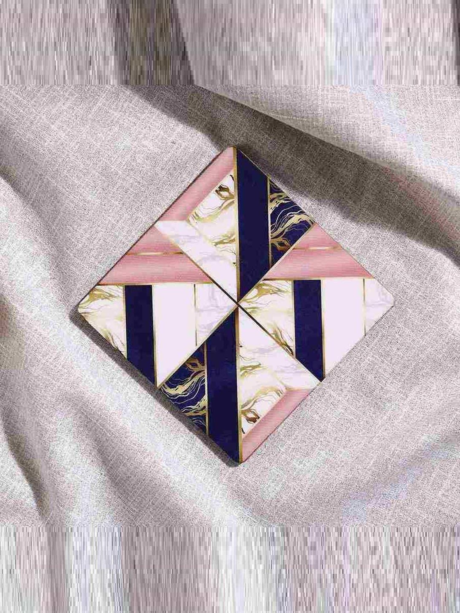 Crayton Hexagon Beige Geometric MDF Coaster - Set of 4