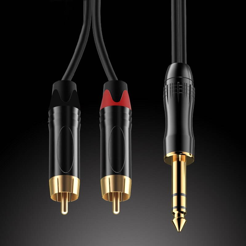 WinAqum Gold Plated TRS 6.35mm 1/4 inch Audio Cable To Dual RCA 2RCA Plug Adapter Video Wire S21 0.5M 30M (1pcs)