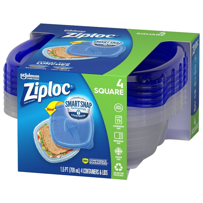 Ziploc Small Square Containers - 4ct
