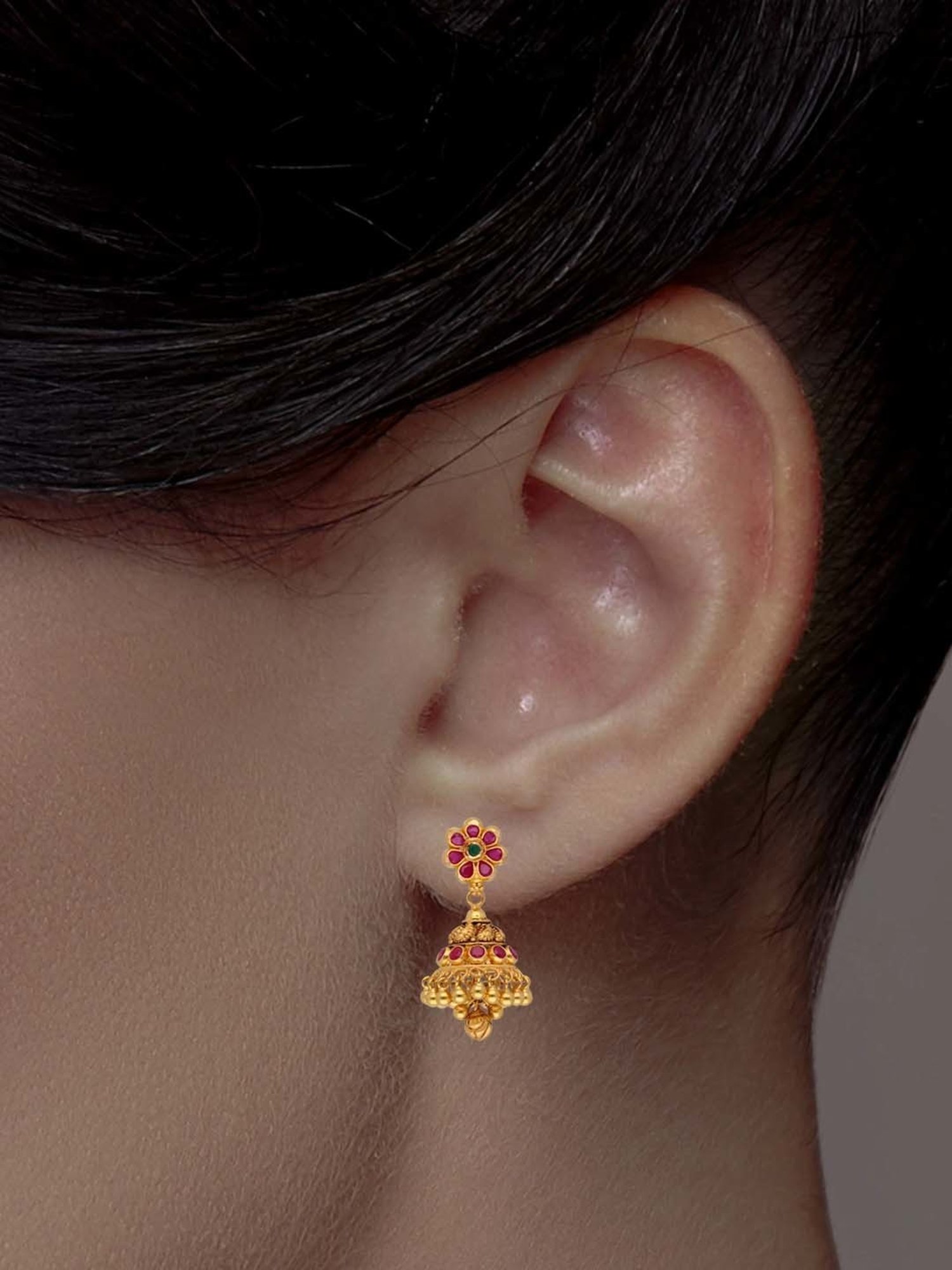 CKC Opulent Multi-Tiered Gold Jhumka Eardrops