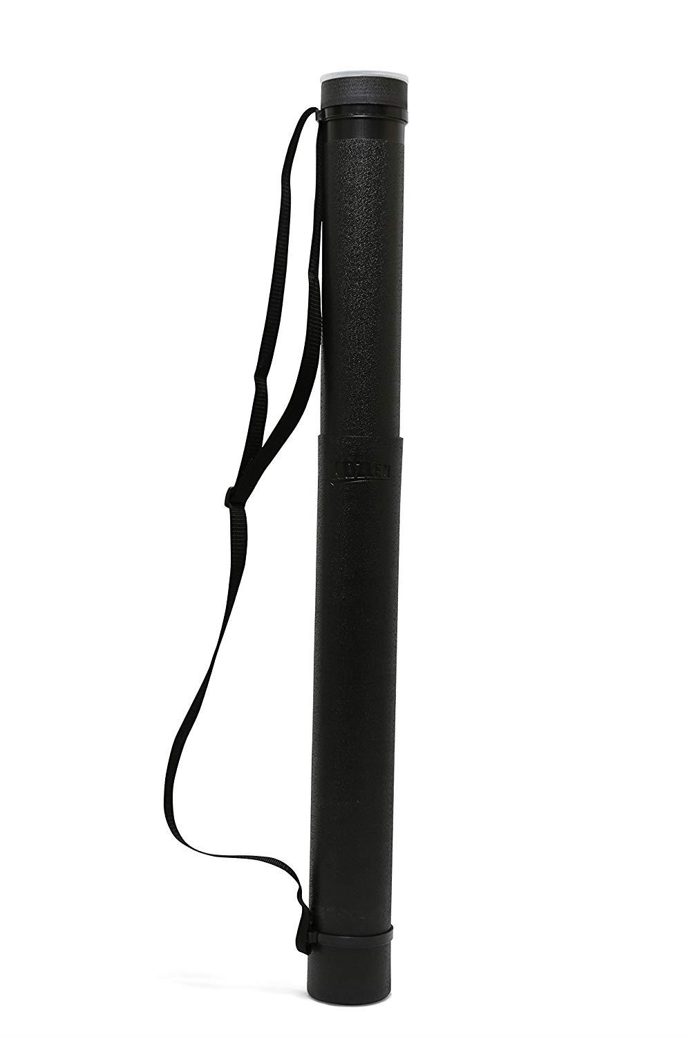 Nozlen Document Poster Tube - Black Plastic Storage Tube Expands from 24.5" up to 40" with Clear ID Card Cap - Water and Light Resistant - Telescoping For Posters, Artwork and Drawings Model DT3001