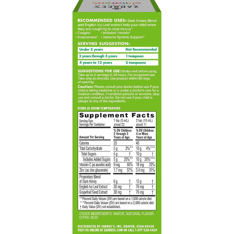 Zarbee's Naturals Children's Cough & Mucus Reducer Syrup - Natural Grape - 4 fl oz