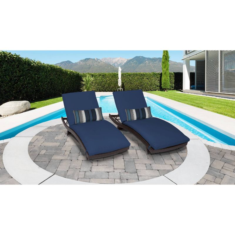 Bali 2pk Patio Chaise Lounges with Cushions - Navy - TK Classics