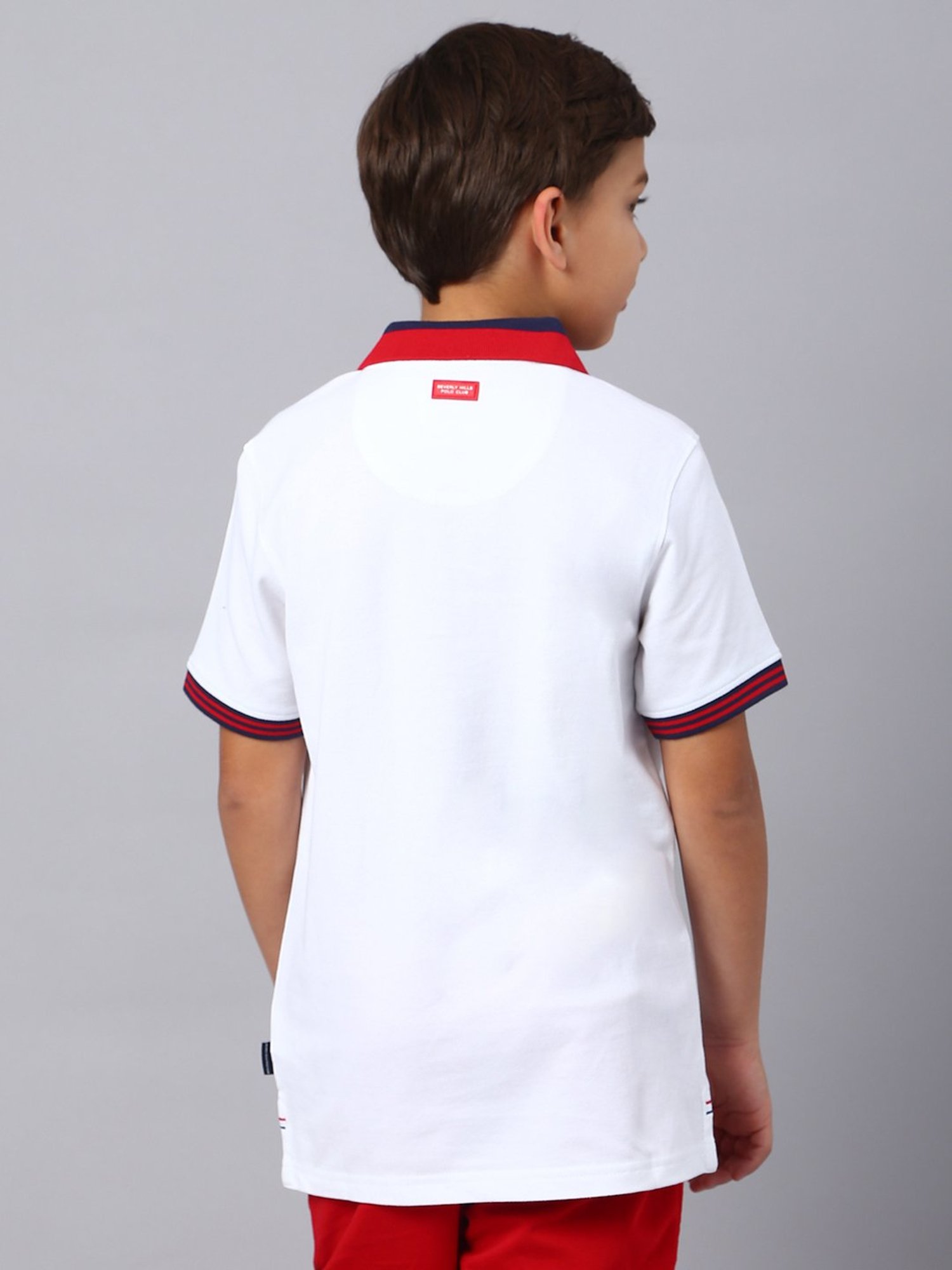 Beverly Hills Polo Club Kids White Solid Polo T-Shirt