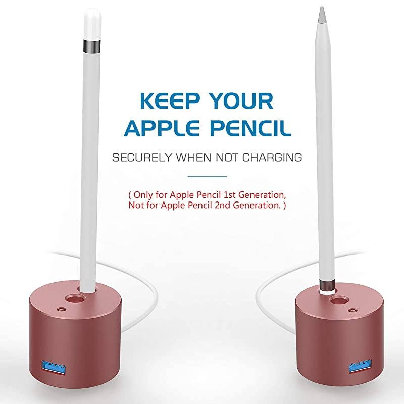 LED Charge Indicator Charging Stand Compatible with Apple Pencil 1st Gen, Aluminum Charger Dock Pencil Holder Fit iPad 10.2 2019, iPad Pro 12.9 10.5 9.7, iPad Air 3/Mini 5 2019 Pen - Wine Red