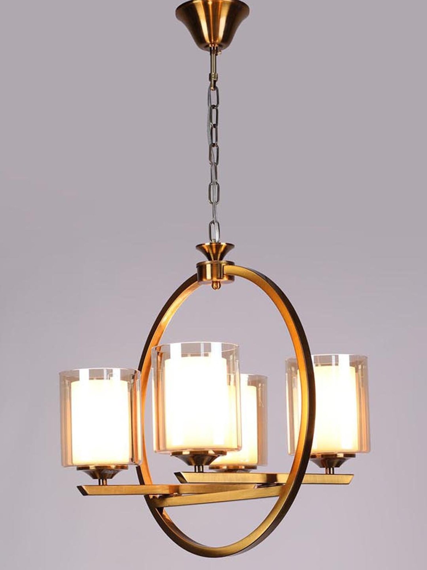 Kapoor E Illuminations Masakee Golden Metal 4-Lights Contemporary Chandelier Light - Set of 1