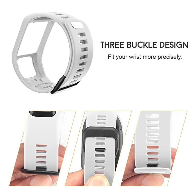 Compatible with Spark 3 Watch Bands Silicone Watch Straps Replacement for Runner 2 3Spark 3 Golfer 2Adventurer Smartwatches White