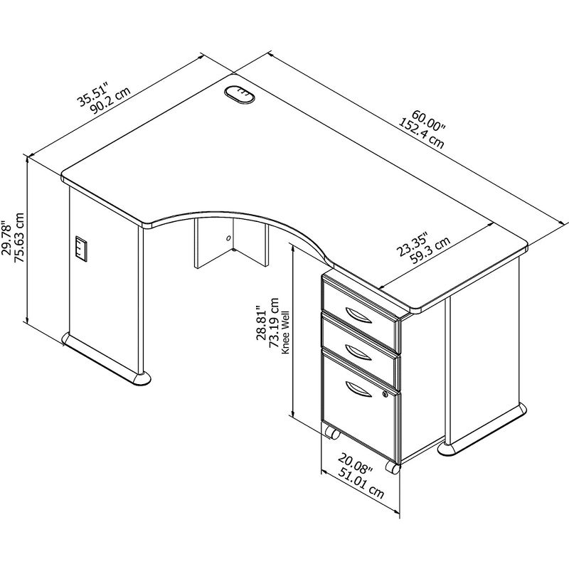Bush Business Furniture Cubix Left Corner Desk w/Mobile File Cabinet Hansen Cherry/Galaxy SRA074HCSU