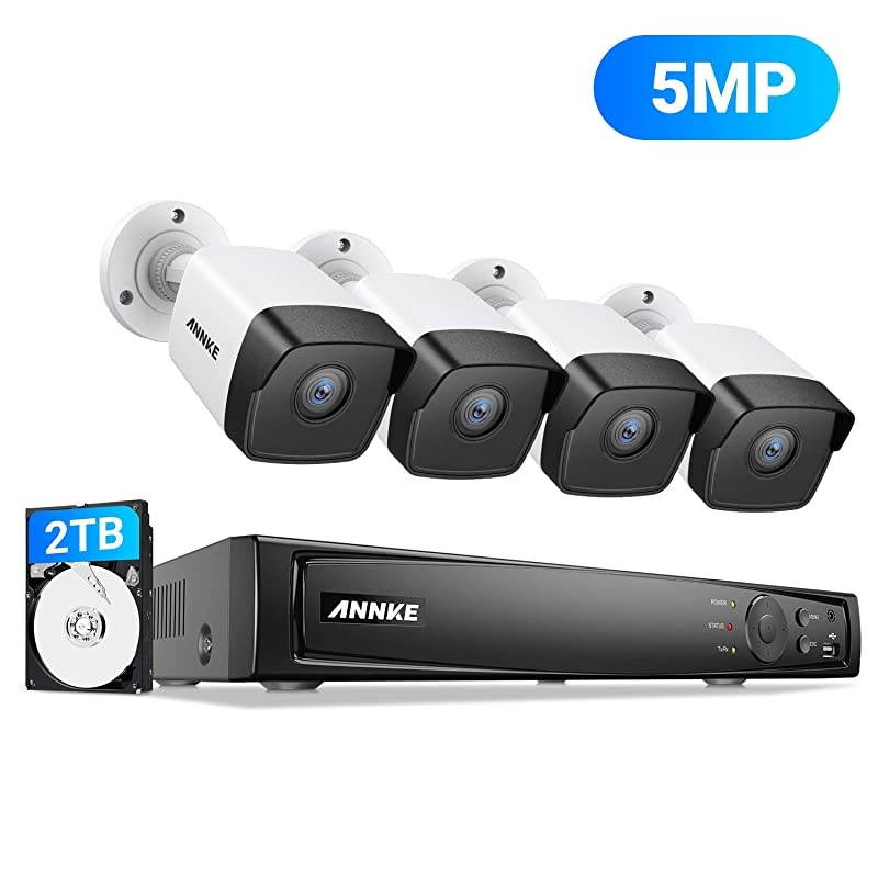 H500 8CH Bullet PoE Home Security Camera System with 6MP H.265+ ONVIF NVR, 4X 5MP Outdoor CCTV IP Camera,100ft EXIR 2.0 Colour Night Vision, IP67 Weatherproof, Easy Remote Access, 2TB HDD