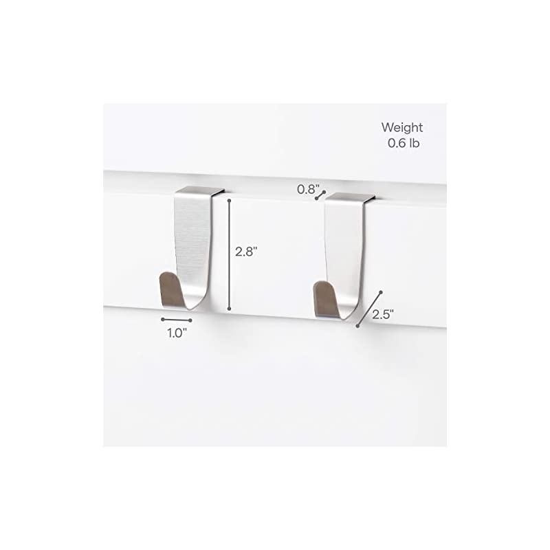 Over the Cabinet Door Single Hooks, Set of 2, Stainless Steel