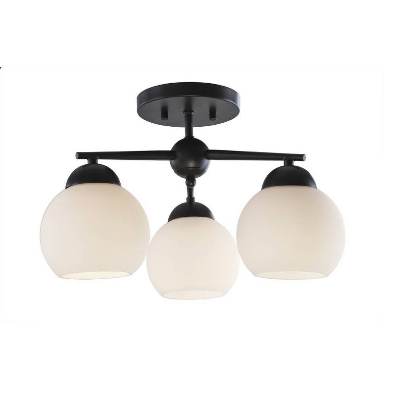 3-way Light Semi Flush Ceiling Light with Etched Opal Glass Bronze - Decor Therapy