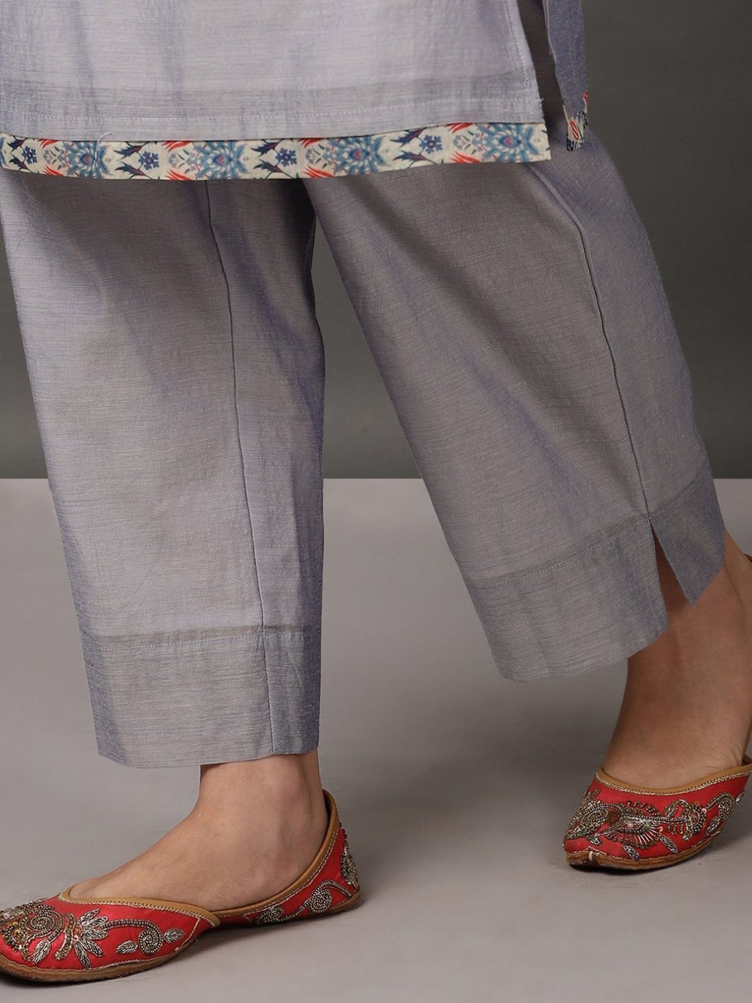 Nuhh Light Blue Chanderi Kurta & Pant Set with Jacket