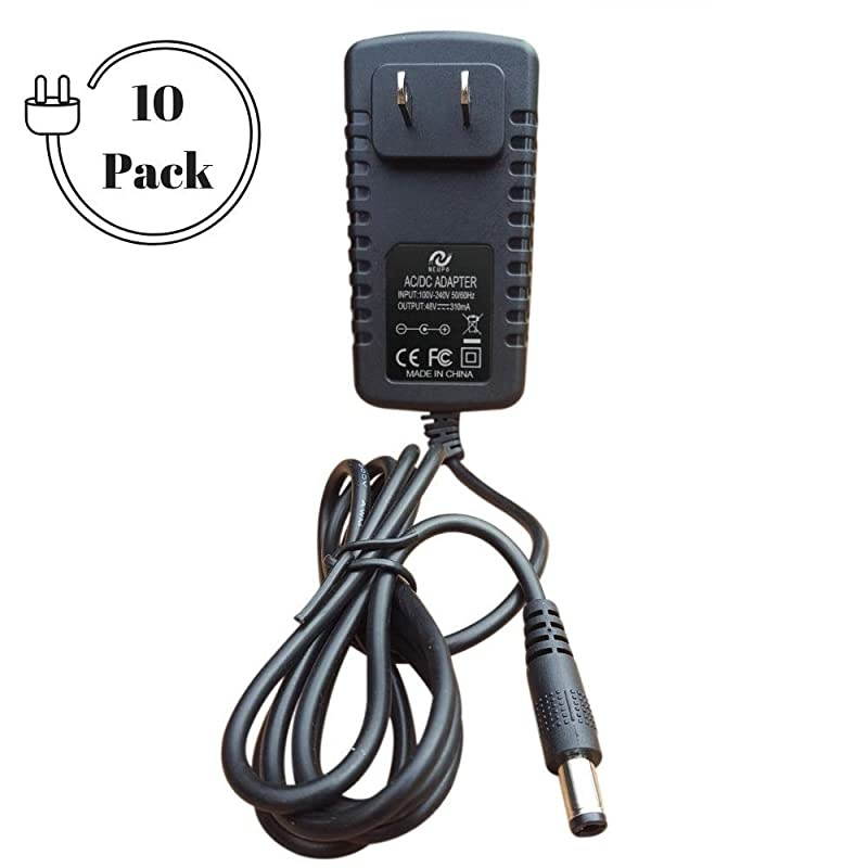 48 Volt Power Supply (10 Pack) | Replacement Power Adapter Compatible with VOIP Polycom IP Phones VVX 201, 300, 301, 310, 311, 400, 401, 410, 411, 1500 2200-46170-001, Sound Point IP 560, 670