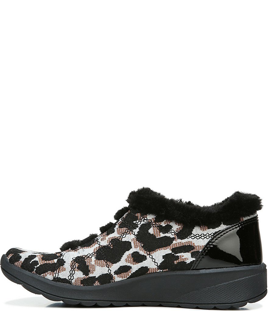 Bzees Premium Golden Leopard Print Faux Fur Lined Washable Wedge Booties