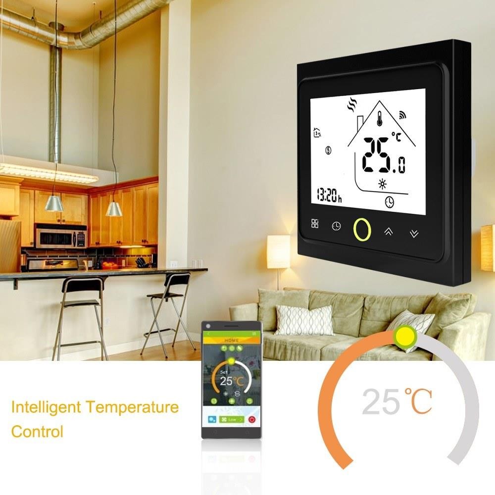 WiFi Thermostat with Touchscreen LCD Display Weekly Programmable Energy Saving Smart Temperature Controller for Water/Gas Boiler 3A
