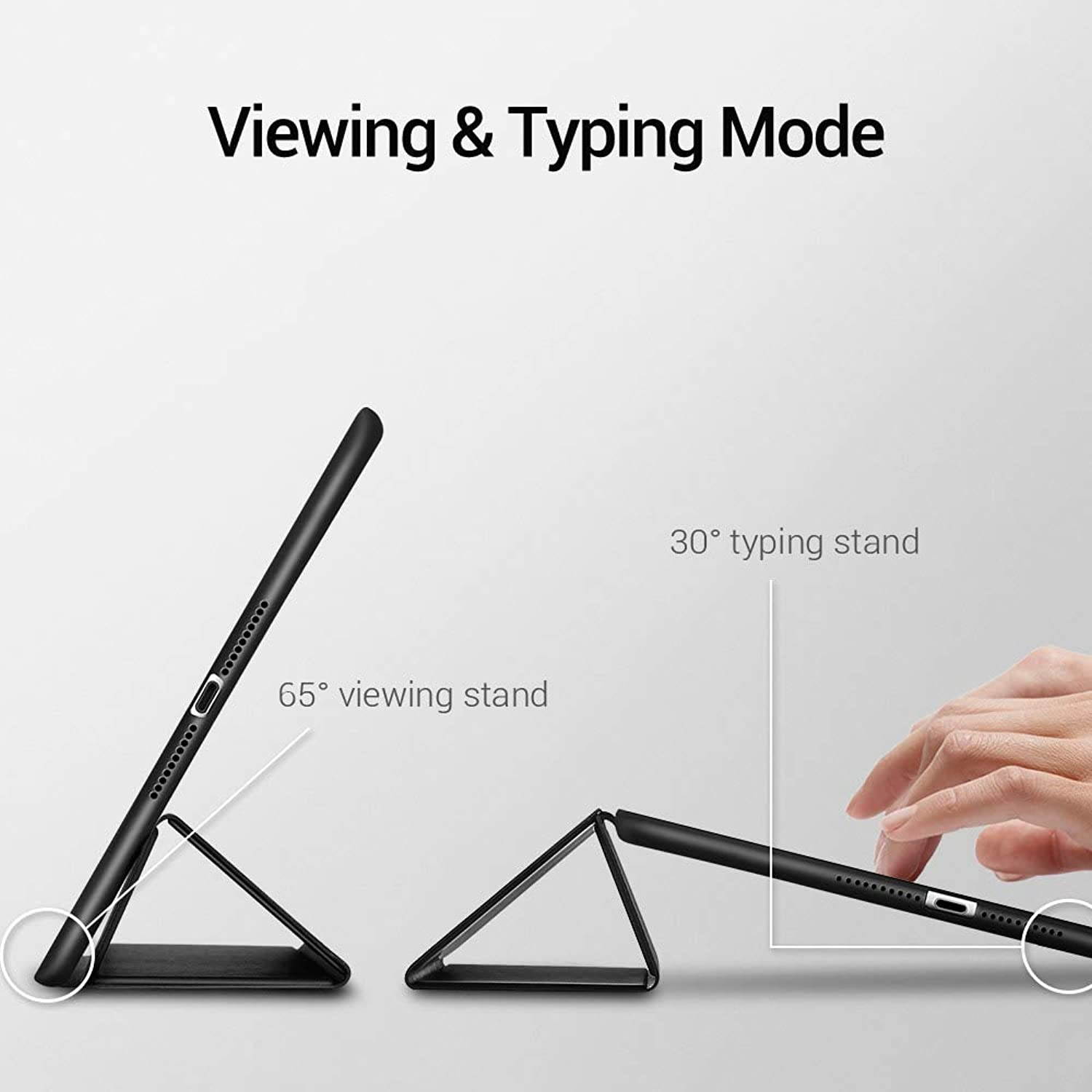 ESR Rebound Slim Smart Case Specially Designed for iPad Mini 5 7.9" 2019, Flexible TPU Back Cover with Rubberized Coating, Auto Sleep/Wake and Viewing/Typing Stand for iPad Mini 5 2019, Black