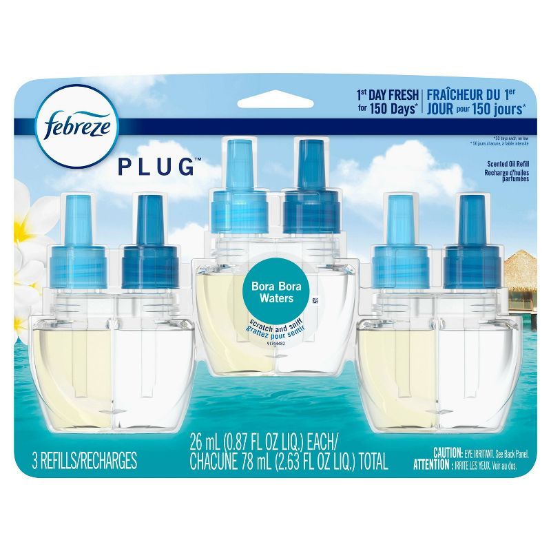 Febreze Plug Bora Bora Waters Refill with Fade Defy Technology - 3ct