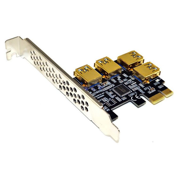 Plugadget Riser USB 3.0 PCI-E Express 1x to 16x Riser Card Adapter PCIE 1 to 4 Slot PCIe Port Multiplier Card for BTC Bitcoin Miner Mining