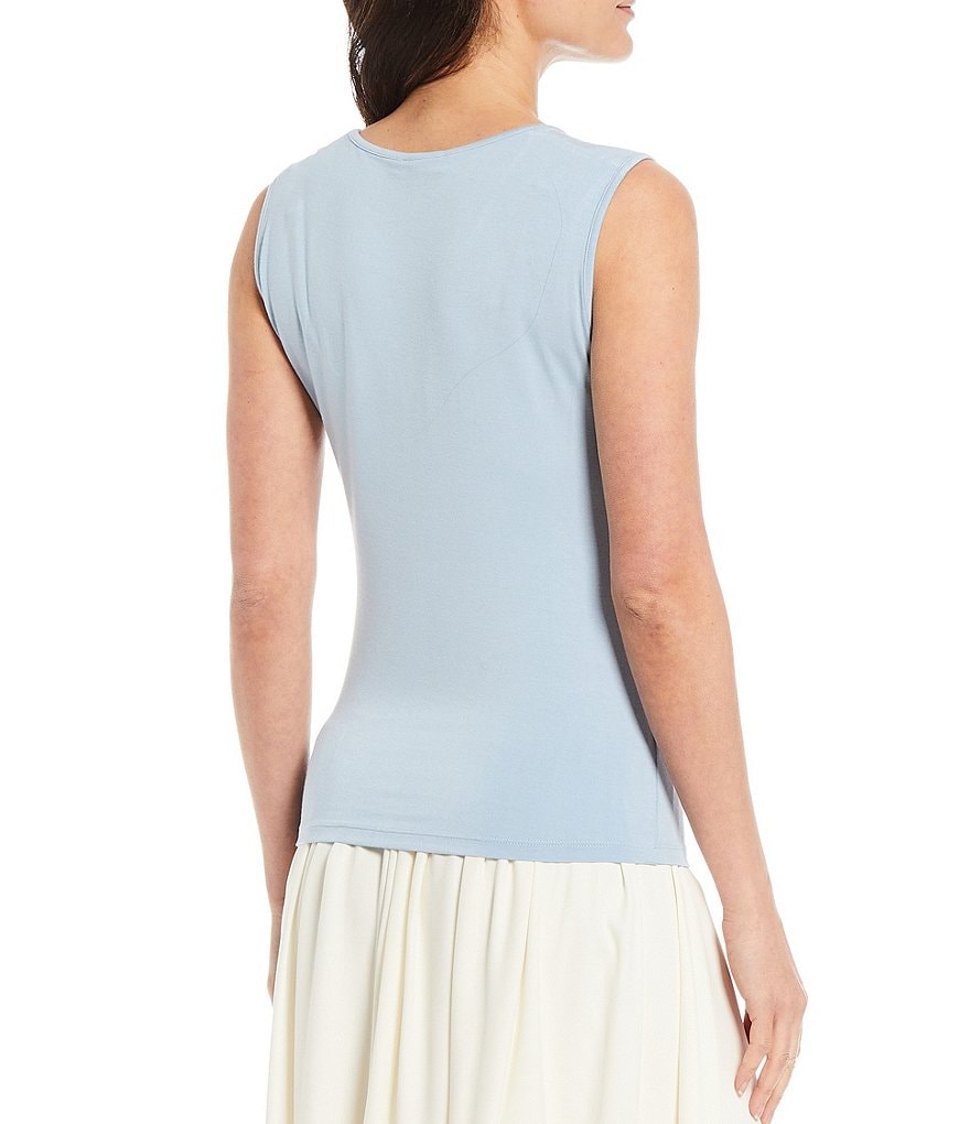 J.McLaughlin Durham Sleeveless Ruffle V-Neck Denim Blouse