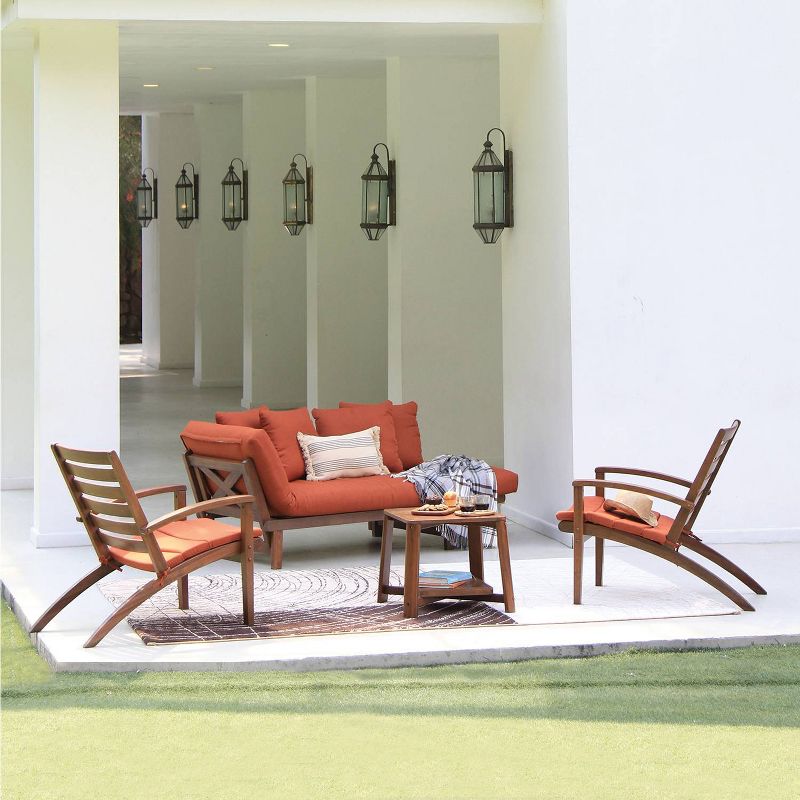 Westlake 4pc Wood Patio Conversation Set with Cushion - Red Brick - Cambrige Casual