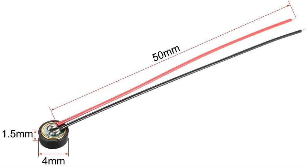 uxcell 4015 42dB Electret Microphone Pickup 4mm x 1.5mm Cylindrical Condenser MIC with Wires for PCB 10 Pcs