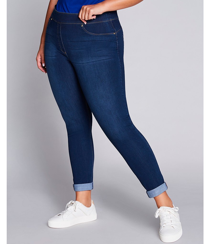 Slim Factor by Investments Plus Size Classic Waist Denim Skinny Cuff Legging