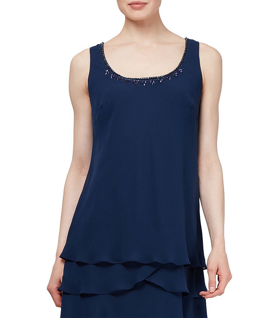 Jkara Petite Size V-Neck 3/4 Sleeve Beaded Bodice Gown