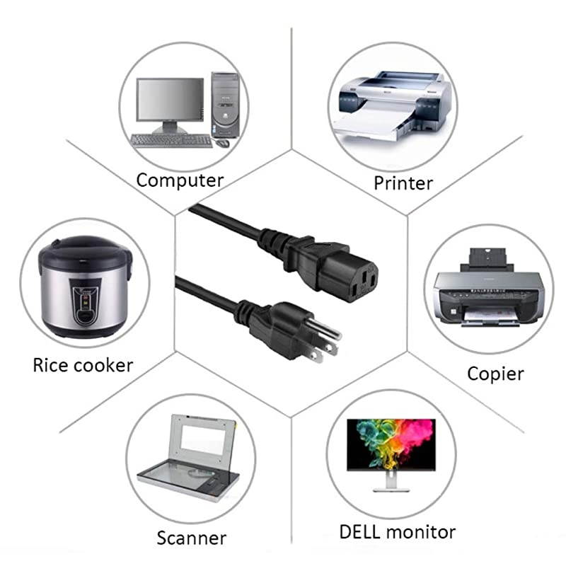 UL Listed  6 Ft 18 AWG 3 Prong AC Wall Power Cord Cable Compatible with Epson BenQ Canon Optoma EPSON Infocus NEC Dell Sony Eiki ViewSonic Projector NEMA 515P to IEC320C13