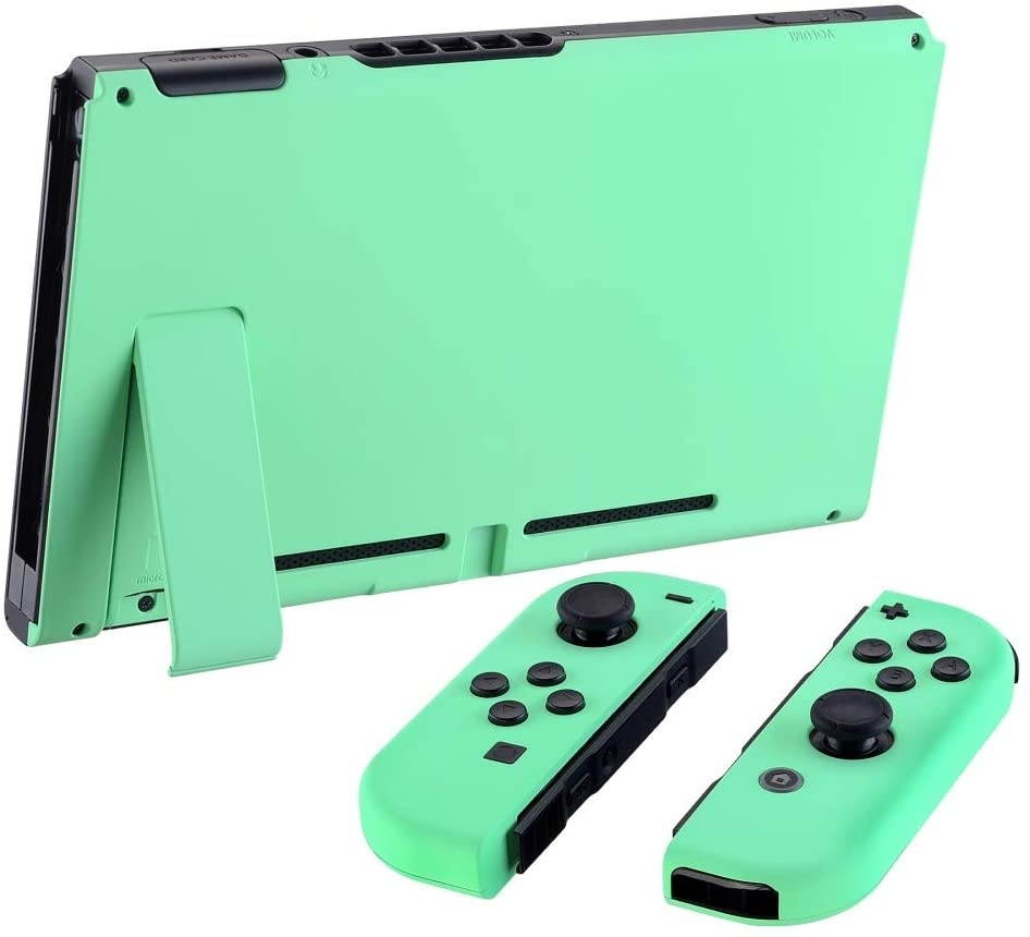 eXtremeRate Soft Touch Grip Back Plate for Nintendo Switch Console, NS Joycon Handheld Controller Housing with Full Set Buttons, DIY Replacement Shell for Nintendo Switch - Mint Green