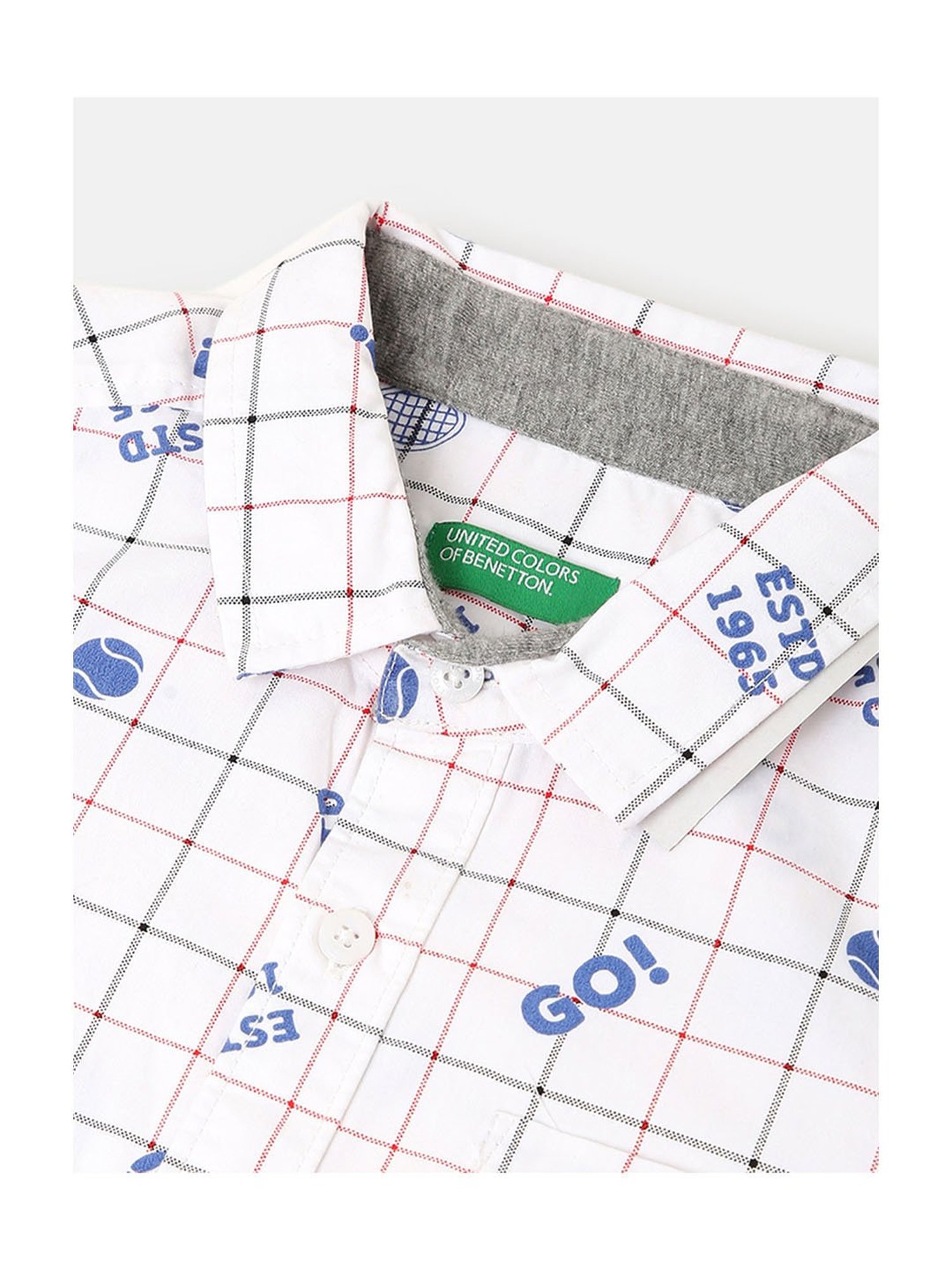 United Colors of Benetton Kids White Checks Shirt