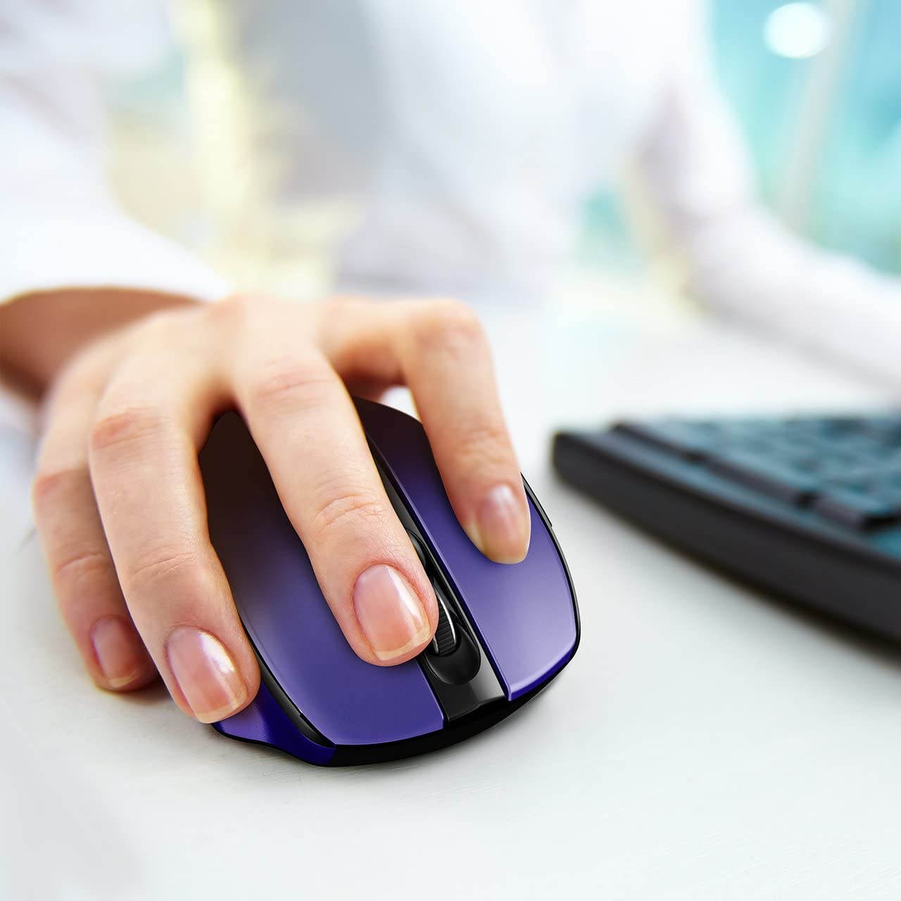 Computer Mouse Wireless, Ergonomic Laptop Mouse 2.4G and 5 Adjustable Levels, 6 Button Cordless Mouse Wireless Mice for Windows Mac PC Notebook