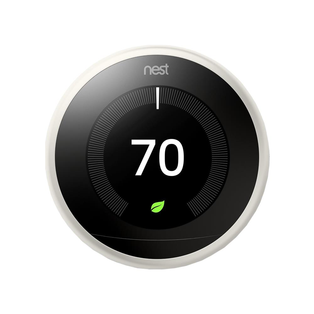 Nest T3017US Learning Thermostat 3rd Gen with Google Mini Home Smart Speaker, Chalk