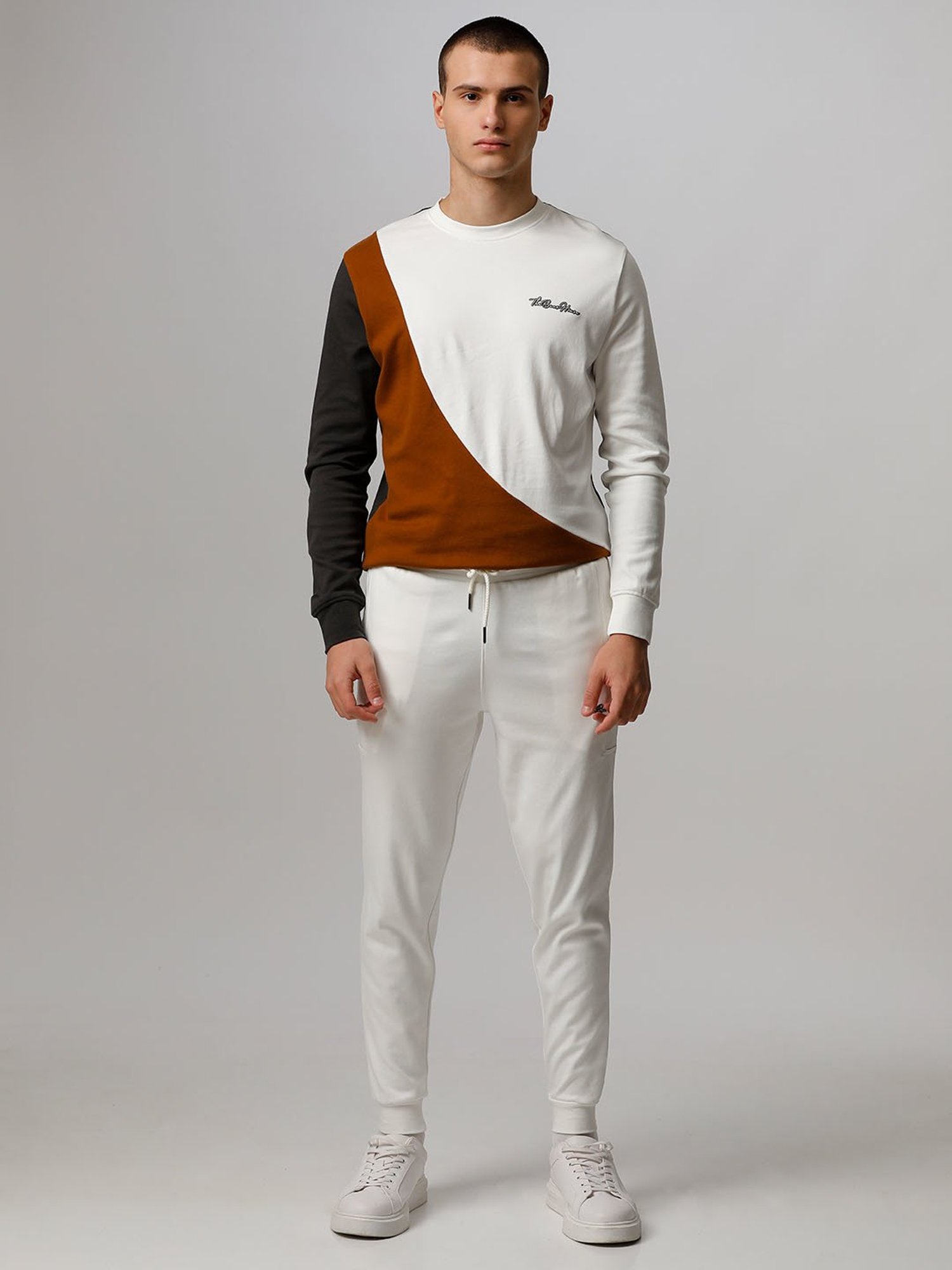 The Bear House Multicolor Cotton Slim Fit Colour-Block Tracksuit