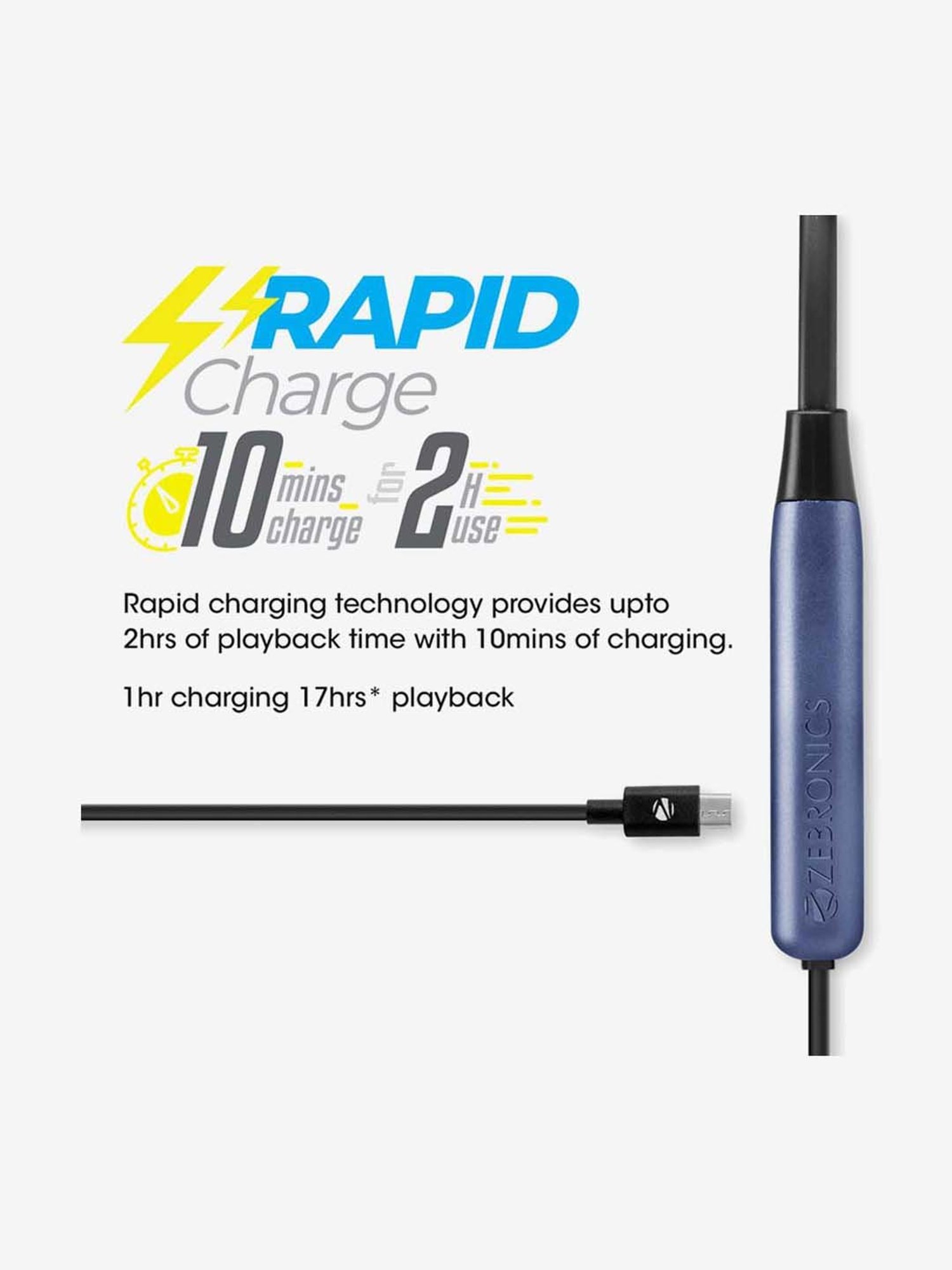 Zebronics Zeb-Evolve Wireless In-Ear Bluetooth Neckband with Mic (Blue)