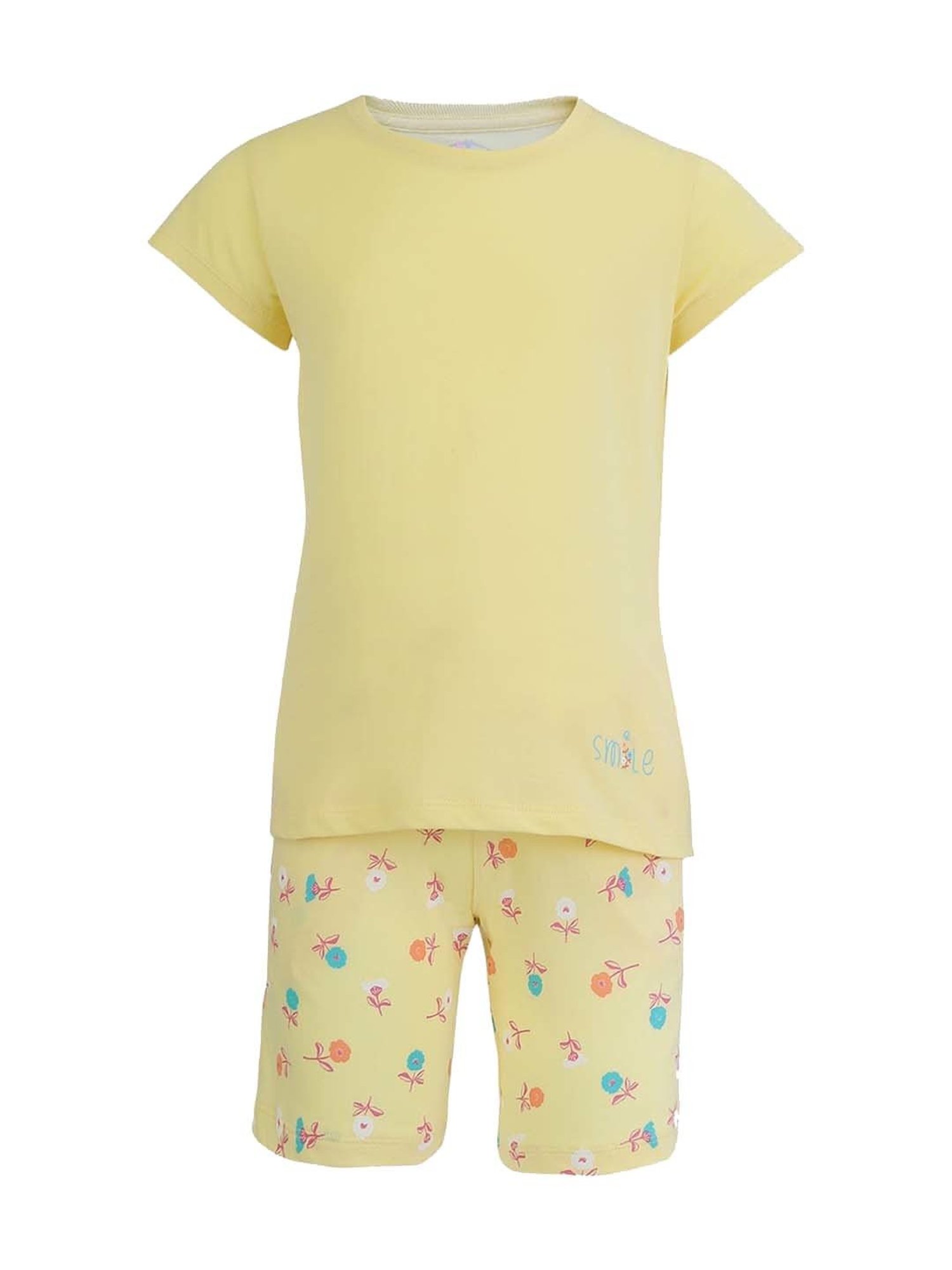Mothercare Kids White & Yellow Cotton Printed Top Set