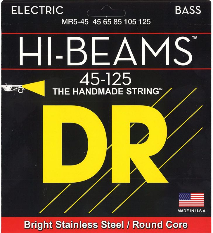 DR Hi-Beam Stainless Steel - Medium - 5-String - Bass Guitar Strings