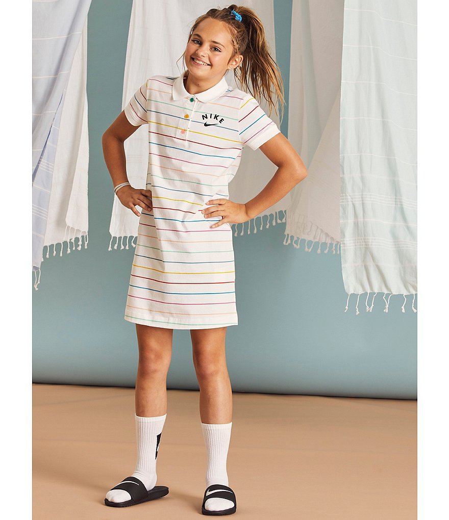 Nike Big Girls 7-16 Stripe Polo Shirtdress