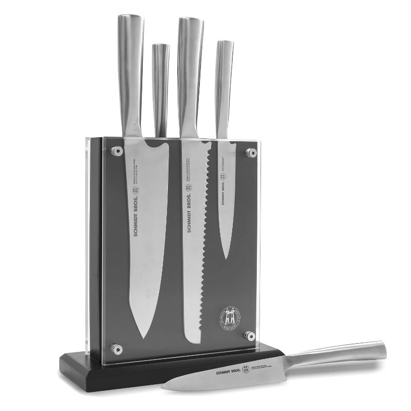 Schmidt Brothers Cutlery 6pc Stainless Steel Knife Block Set