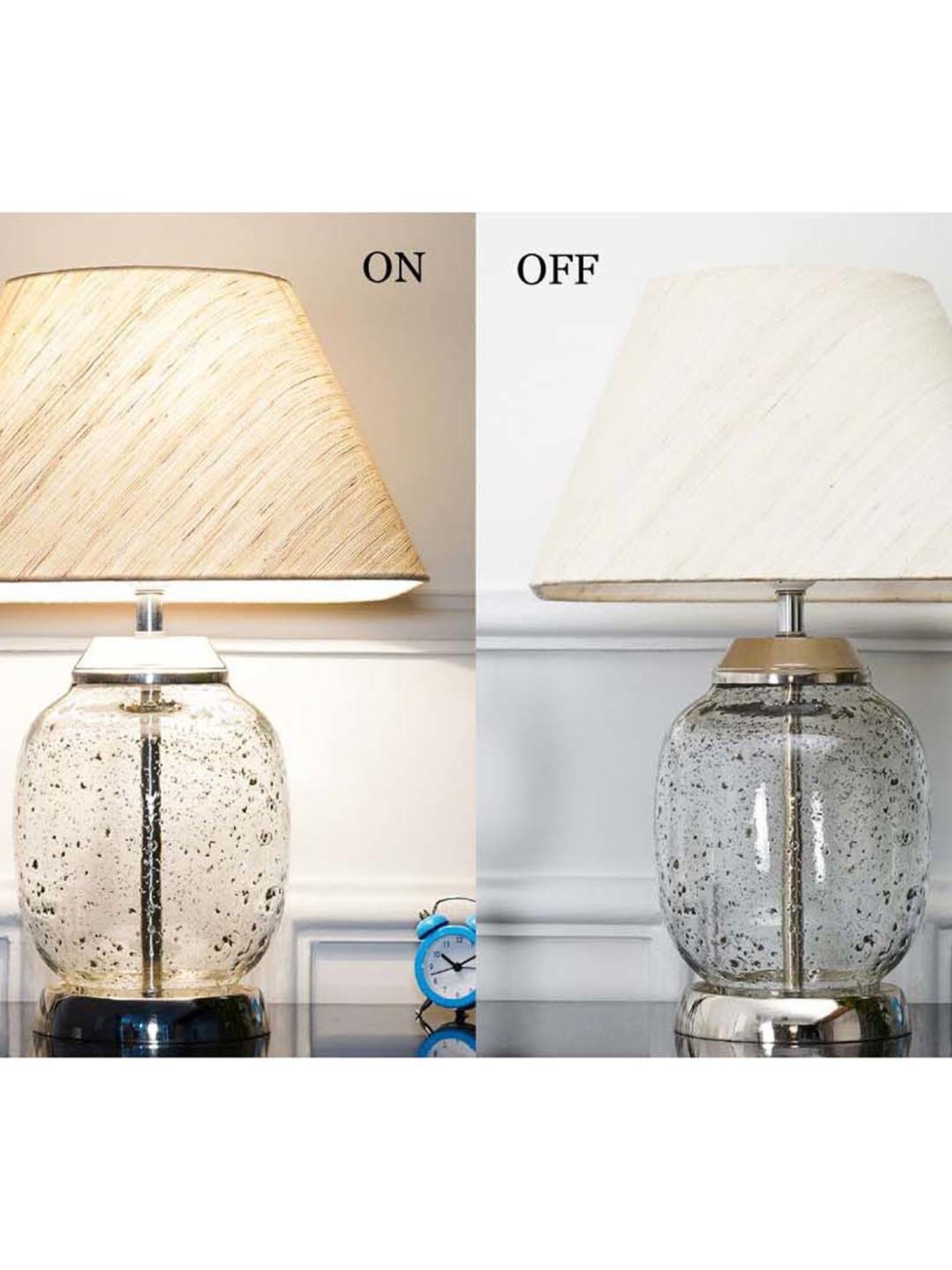 Kapoor Lamp Shades Chrome Glass Secret Tabel Lamp With Linen Shade