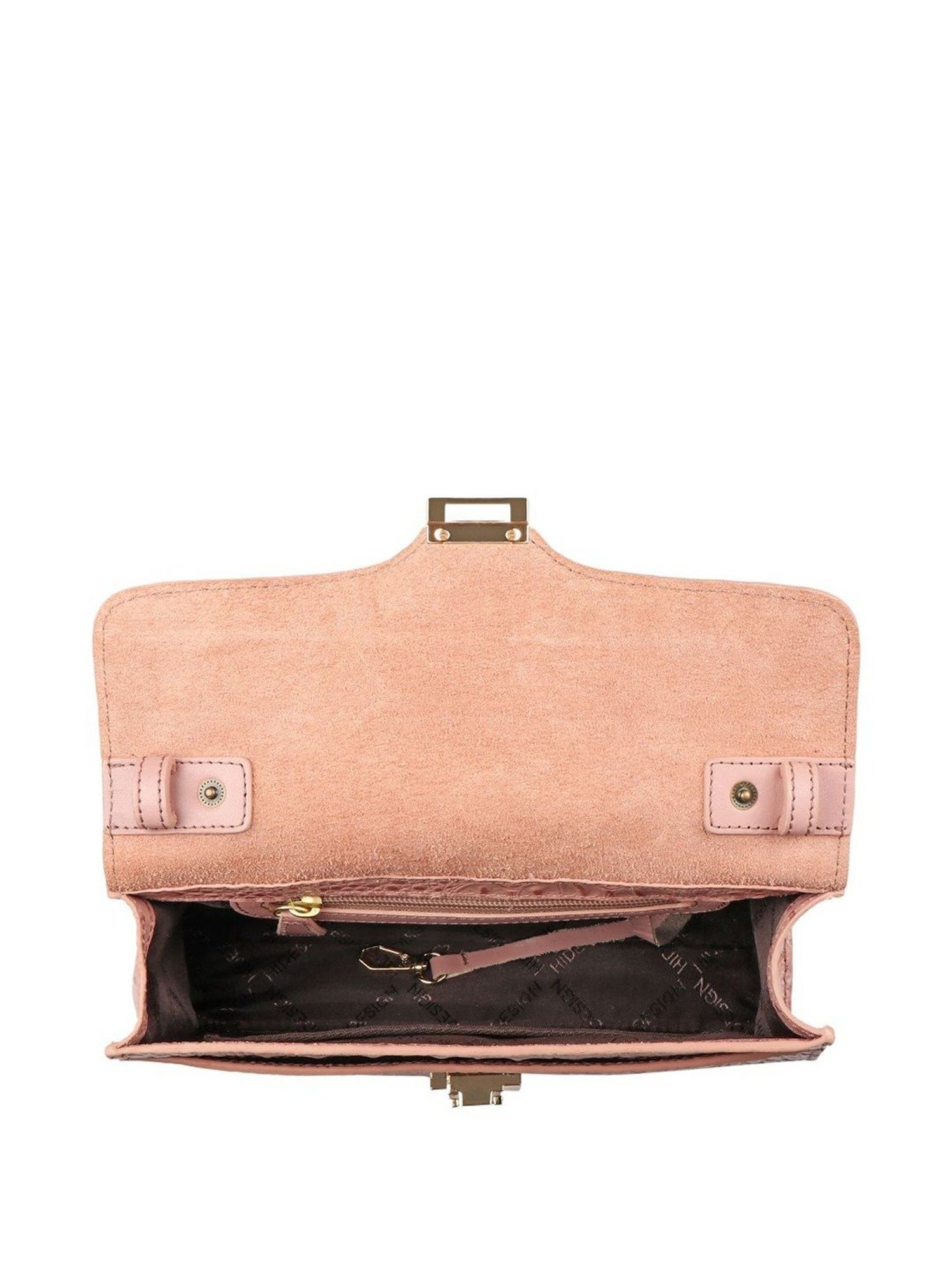 Hidesign Pink Textured Medium Sling Handbag