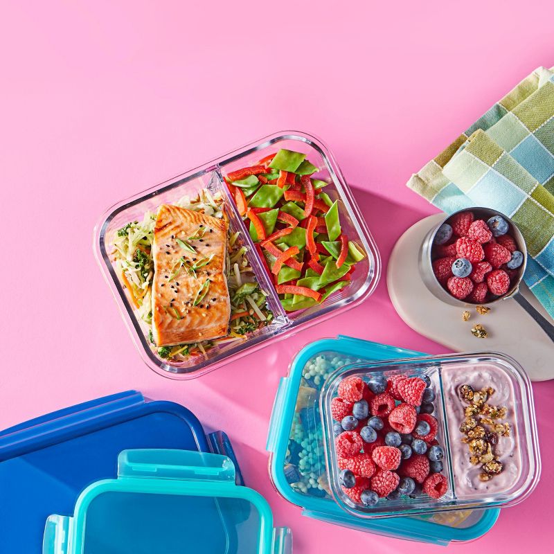 Pyrex Meal Box 3.4 Cup Rectangular Glass Food Storage Container - Blue