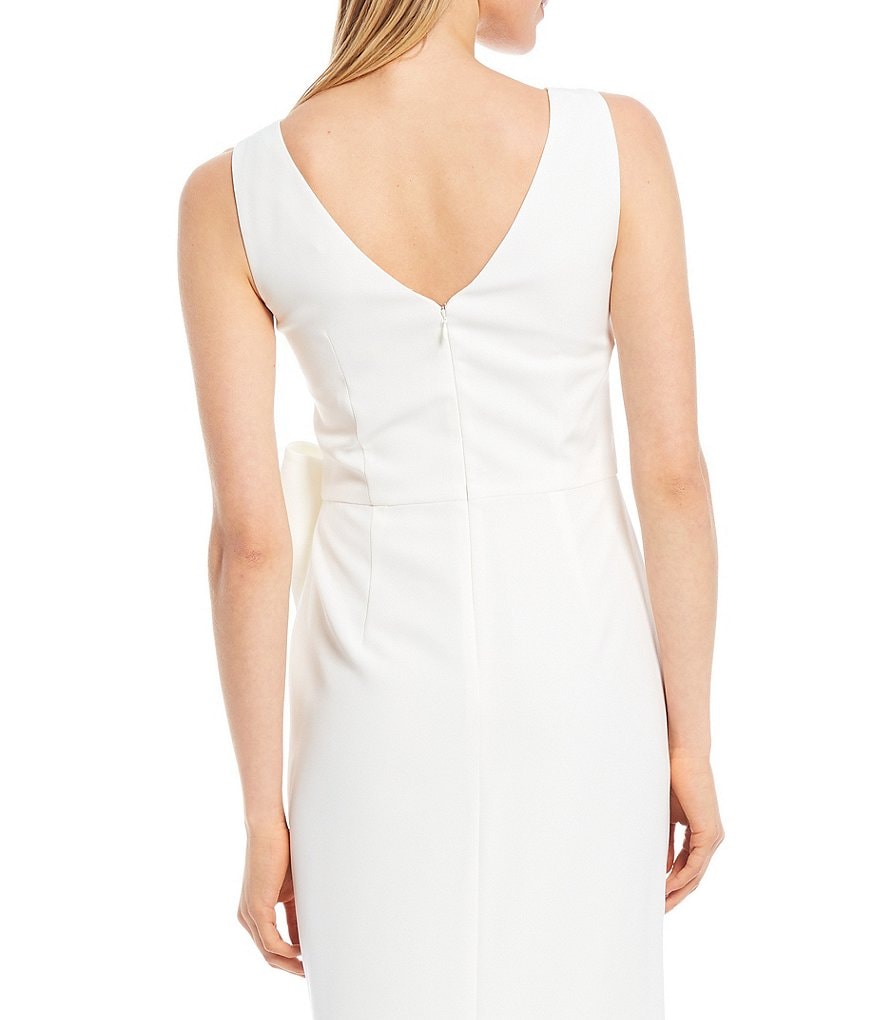 Eliza J Boat Neck Draped Side Bow Laguna Crepe Gown