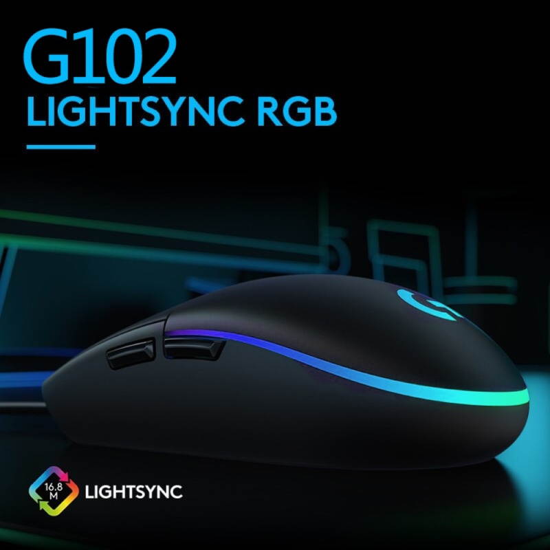 G102 Adjustable 6000 DPI RGB Light Wired Mechanical Gaming Mouse for Windows 10