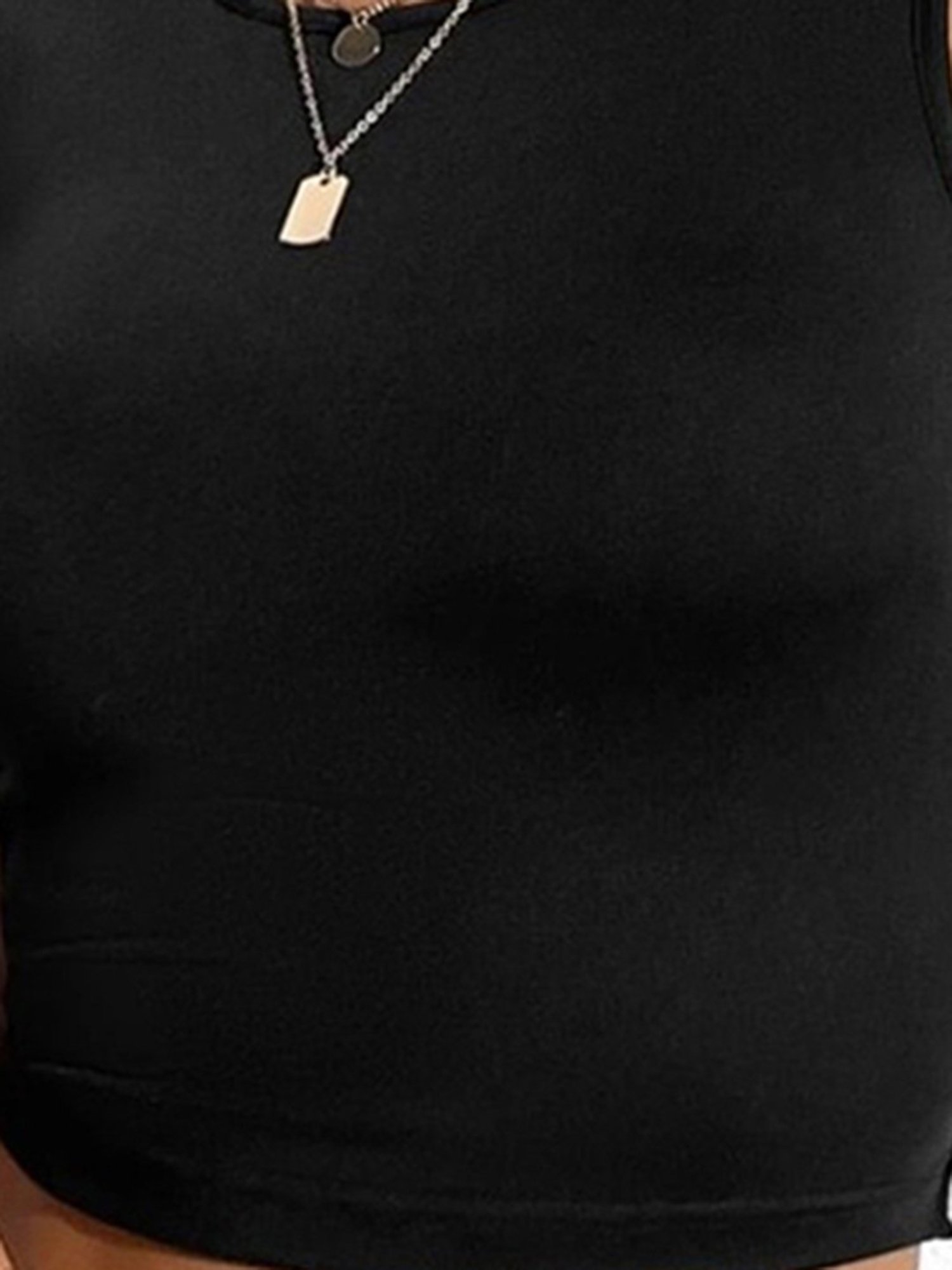 SELVIA Black Regular Fit Crop Top